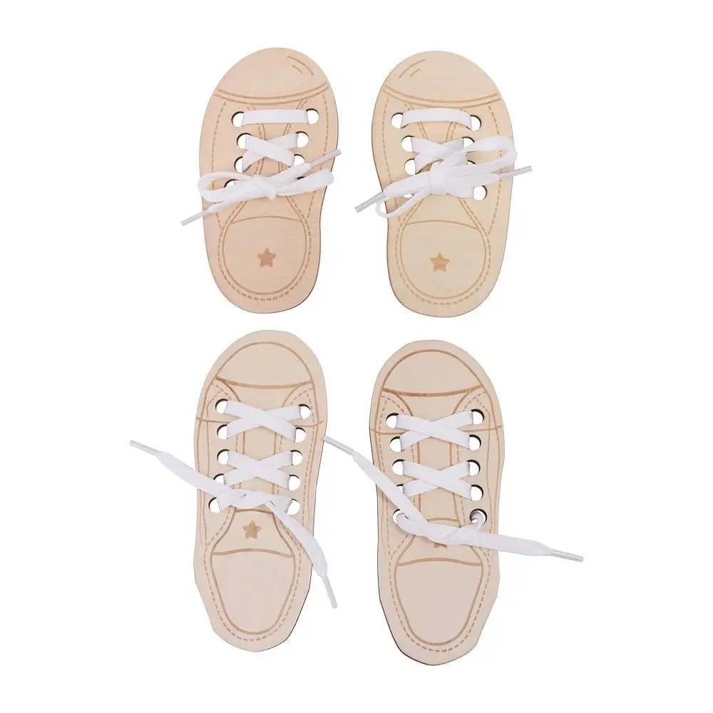 تعليم ربط أربطة الحذاء للطفل لعبة أحذية جلد خشبية تعلم ربط الأربطة لعبة مونتيسوري لعبة تعليمية ربط أربطة الحذاء