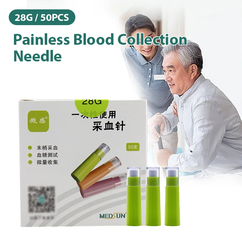 50Pcs Blood Collection Needle Disposable Sterile Lancet Bleeding Pen Blood Glucose Needle Bleeding Pricking Pen Cupping