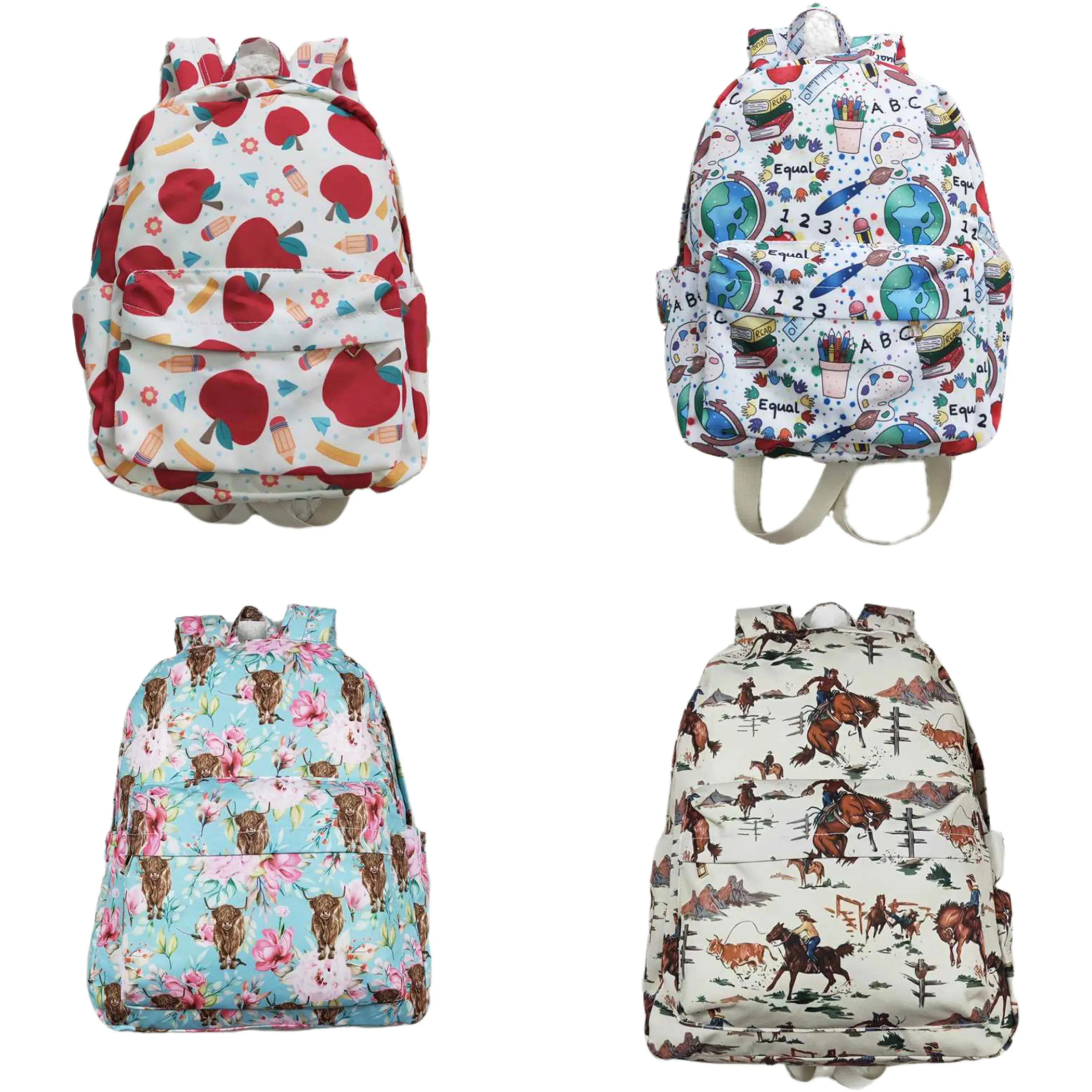 Wholesale Back To School Children Flower Apples Pencil Backpack Travel Daypack Toddler Outdoor Portable Kids Floral Boy Girl Bag