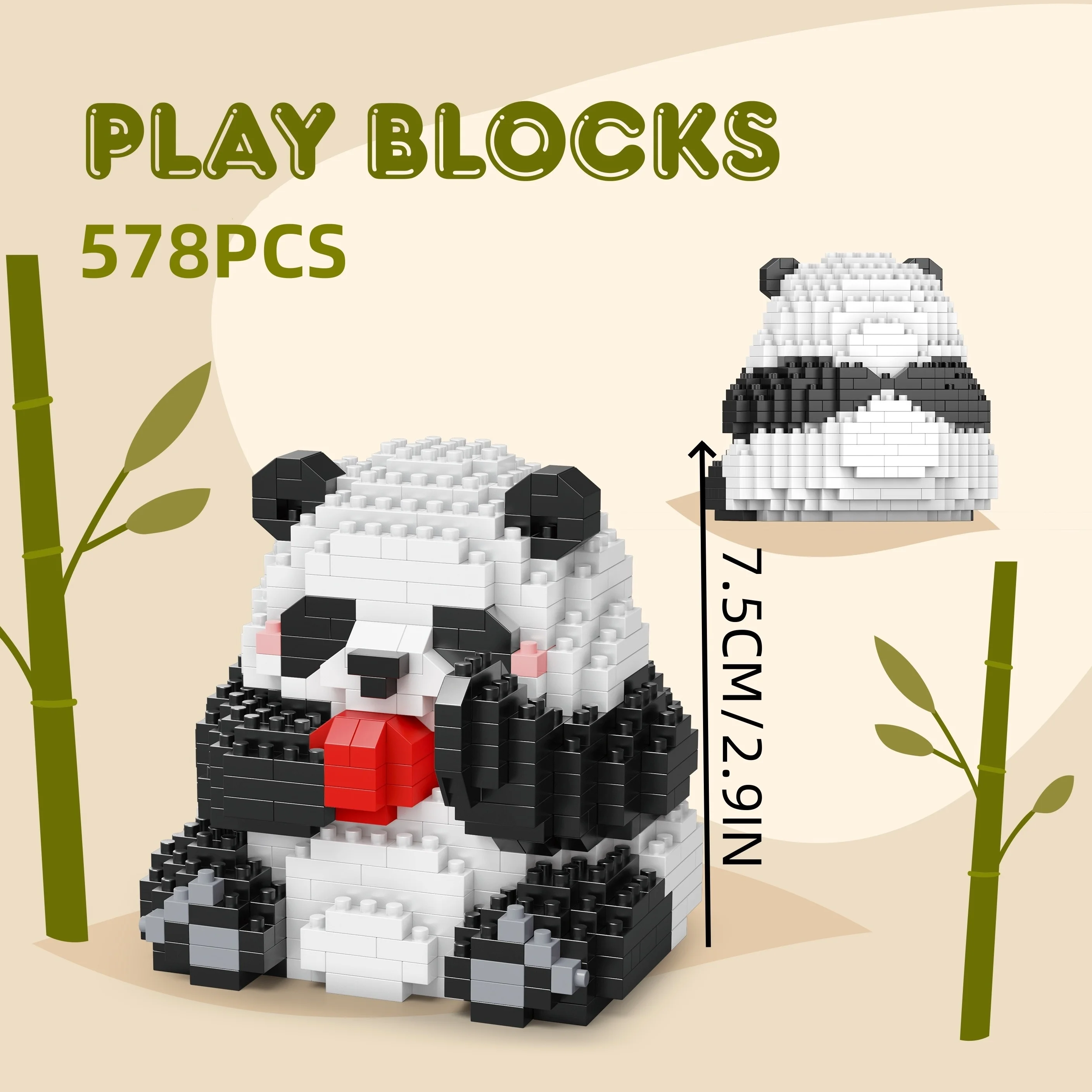 Juego de bloques de construcción de panda grande, adorables bloques de construcción de figuras de panda, juguete educativo de construcción para desarrollar habilidades prácticas