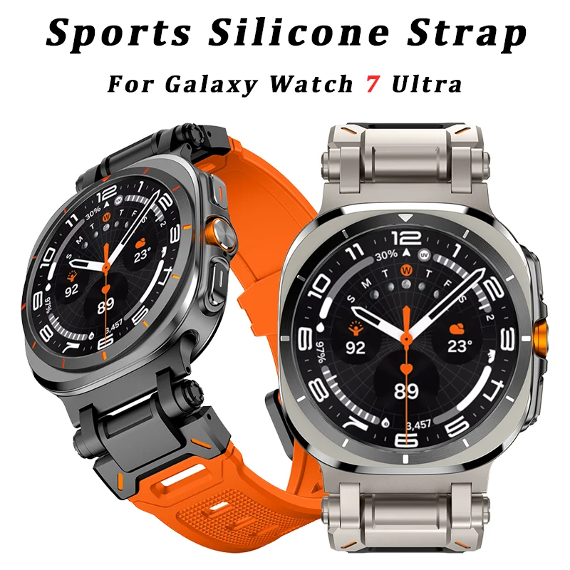 

Stainless Steel Rubber Strap for Samsung Galaxy Watch 7 Ultra 47mm Sports Band for SAMSUNG GALAXY ULTRA 47 Silicone Men Bracelet