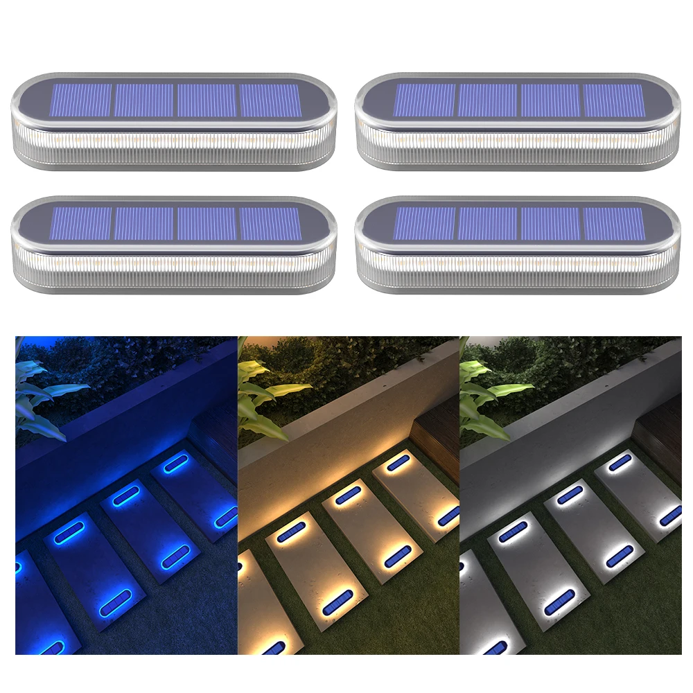 

﻿ Solar Deck Lights Solar Led Outdoor Lighting IP68 Waterproof LED Step Wireless Stick On Lights For Deck Step Dock Driveway