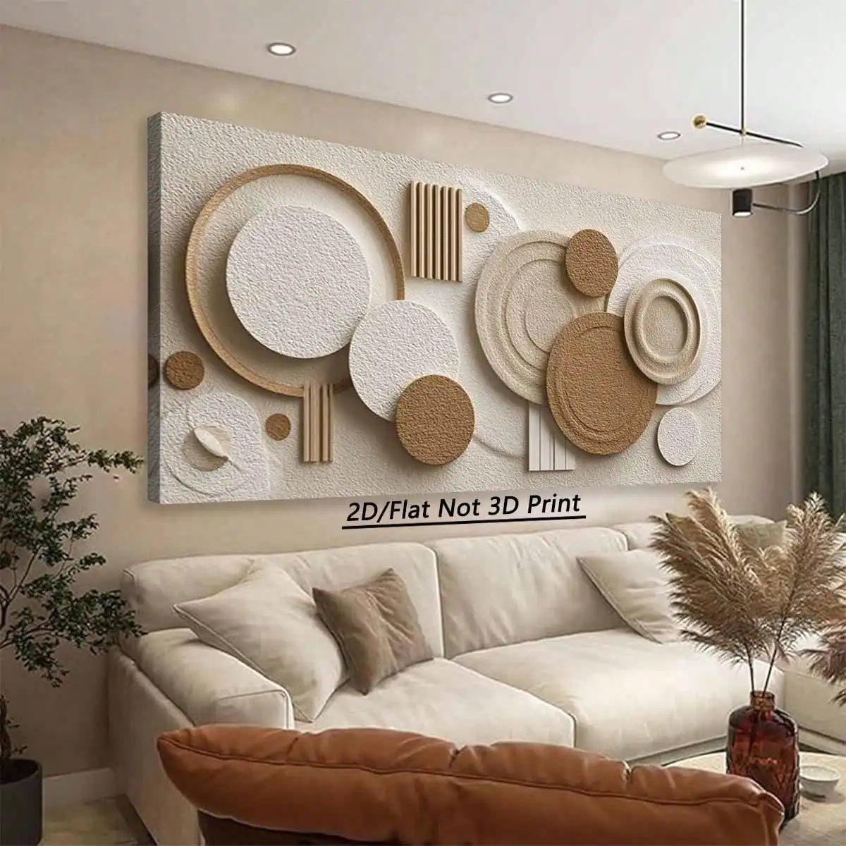 1-Piece Beige Abstract-Style Canvas Wall Art, Medium-Sized Gallery Wrapped Modern Geometric Print, Ready To Hang Home Decor For Living Room, High-Quality Printed Artwork With Sturdy Wrapped Frame, Ideal For Year - Round Interior Styling,Minimalist