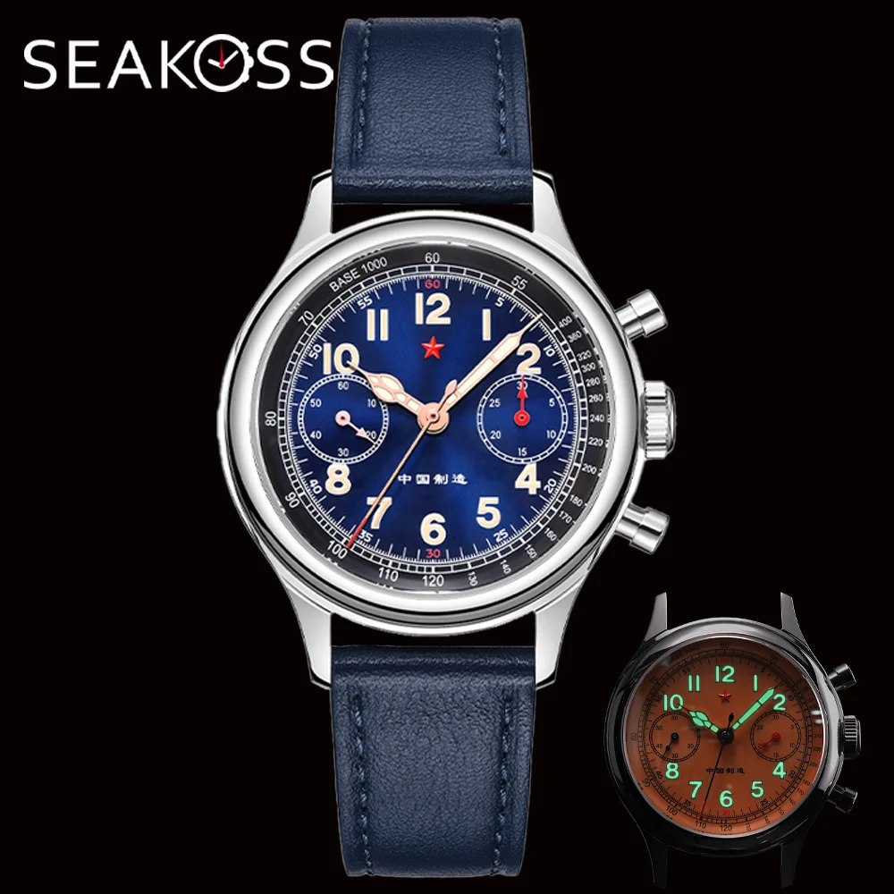 

SEAKOSS New 2025 Chronograph 38mm Men's Watch Seagull ST1901 Movement 3Bar Luminous Sapphire glass 1963 Pilot Mechanical Watches