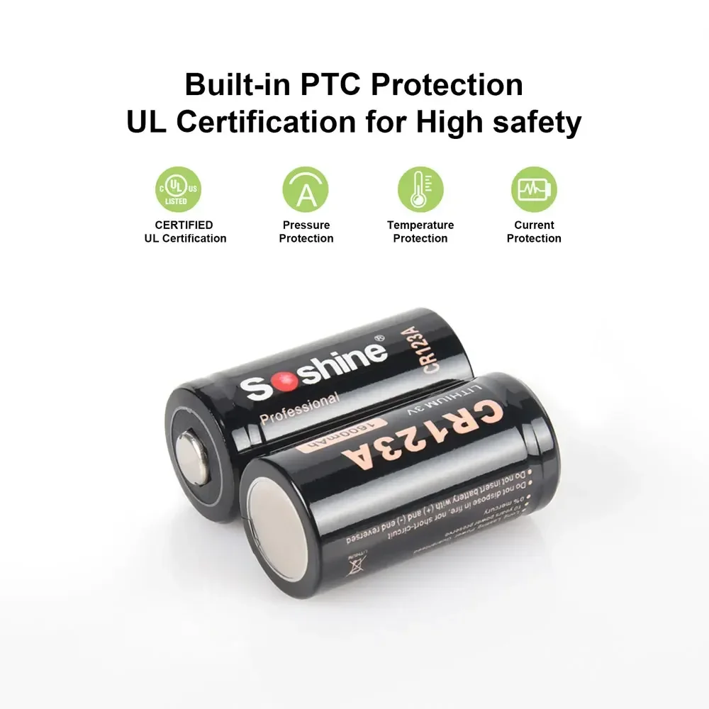 

3V CR123A 1600mAh Lithium Non-Rechargeable Battery for Digital Camera, Wireless Mouse, Calculator, Alarm & Electronic Devices