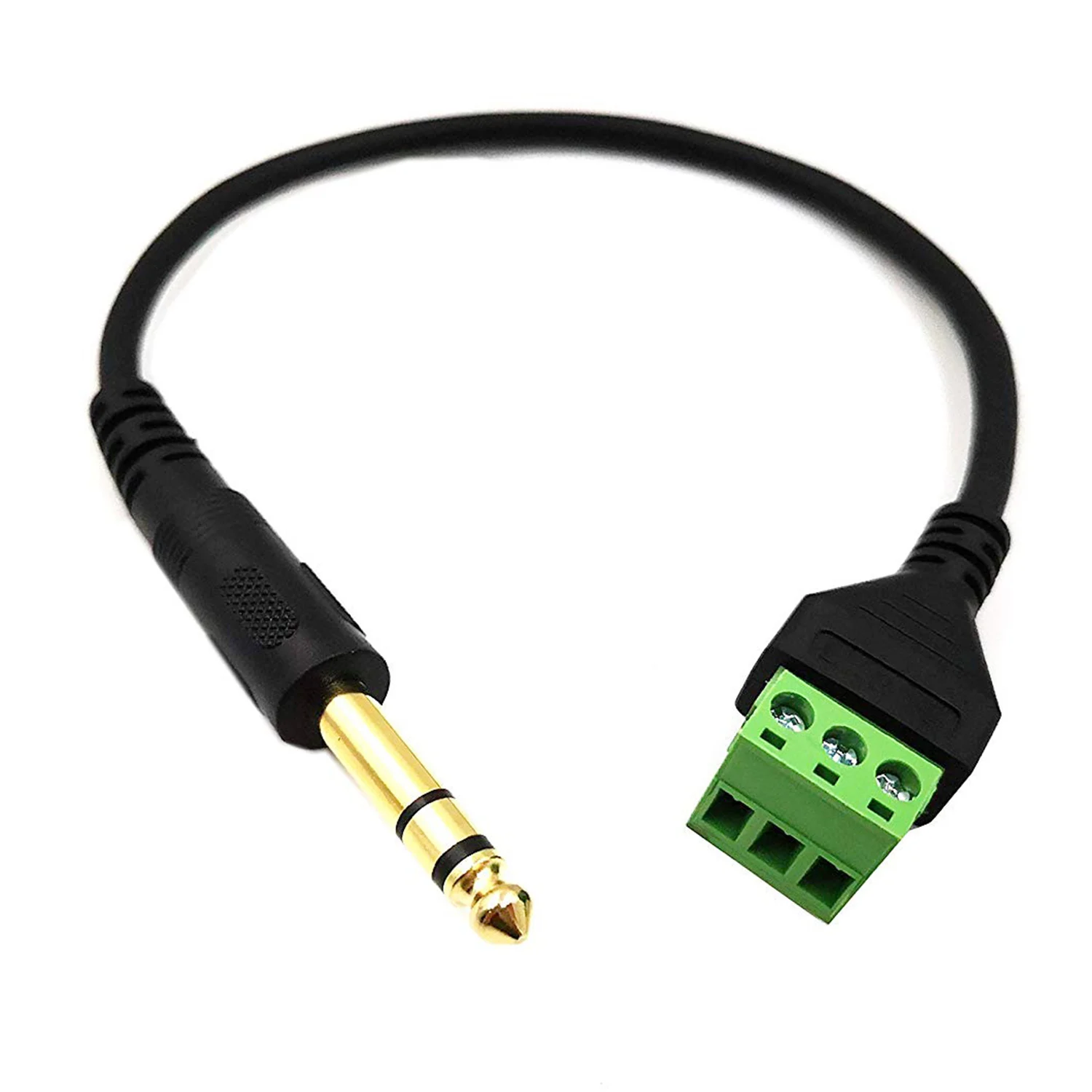 1szt Złota wtyczka męska 6,35 mm 1/4" Stereo TRS do 3-pinowej śruby AV Balun wideo Złącze wtykowe Adapter bez lutowania Kabel blokowy