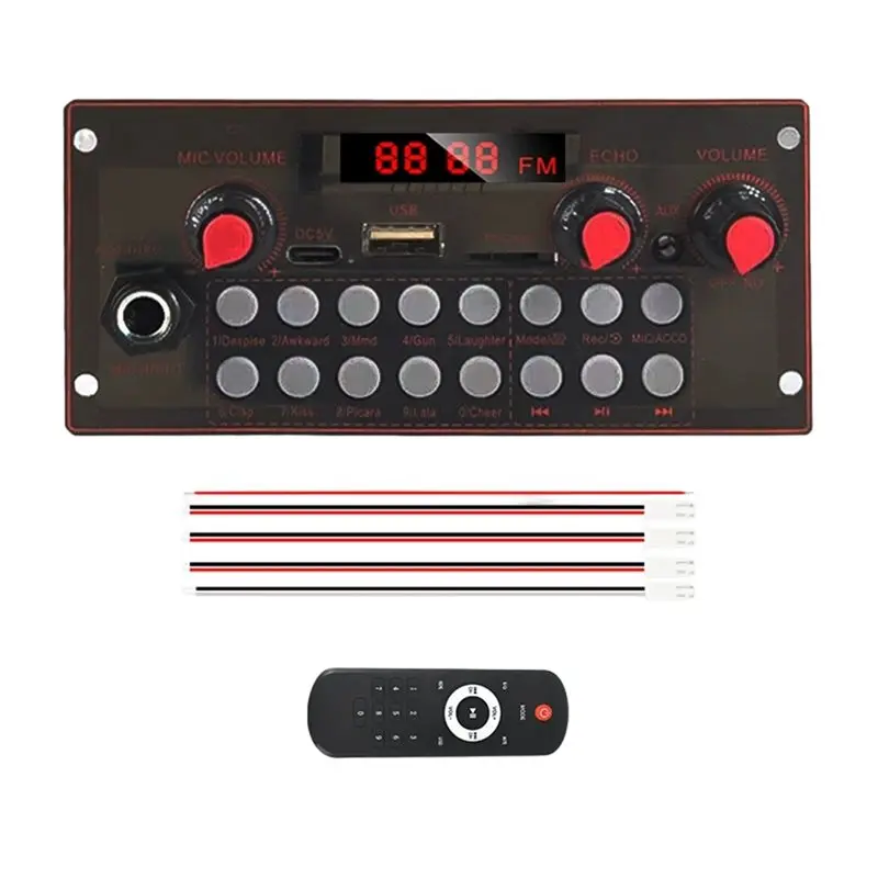 

ABZZ-10W Плата усилителя Bluetooth 10 Вт Плата аудиодекодера Bluetooth 3,7 В-24 В Модуль питания звука с USB/TF/FM для DIY Home Spe