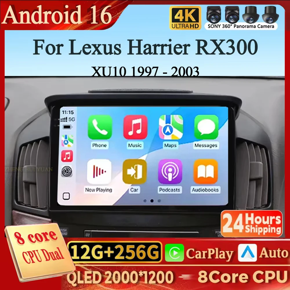 For Lexus Harrier RX300 XU10 1997 - 2003 Android 16 Carplay Android Auto Car Multimedia Radio Video Player 4G WIFI GPS Screen Su