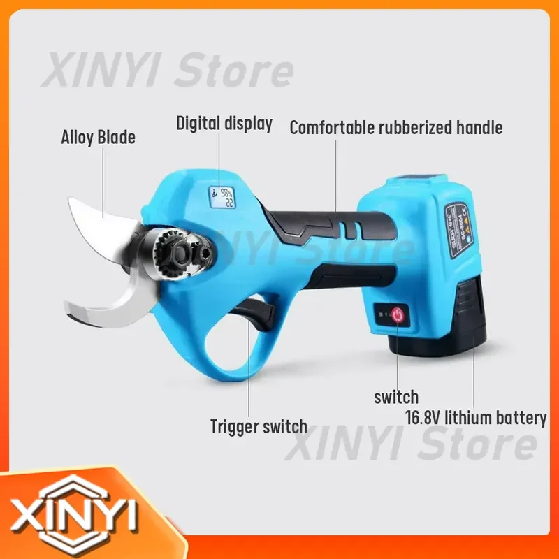 for 2-Battery LCD Electric Cordless Pruning Shears 28mm Secateur Branch Cutter Tool