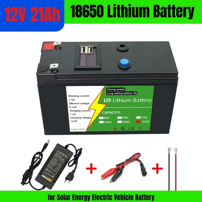 

12V 21Ah 18650 Lithium Battery Pack 3S7P Rechargeable Battery for Solar Energy Electric Vehicle Battery 12.6v 3A Charger