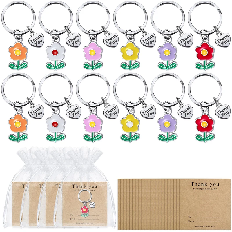 12 مجموعات هدية تقدير المعلم المفاتيح التخرج شكرا لك بطاقة الزهور كيرينغ المعلم التقدير أسبوع حفلة الحسنات