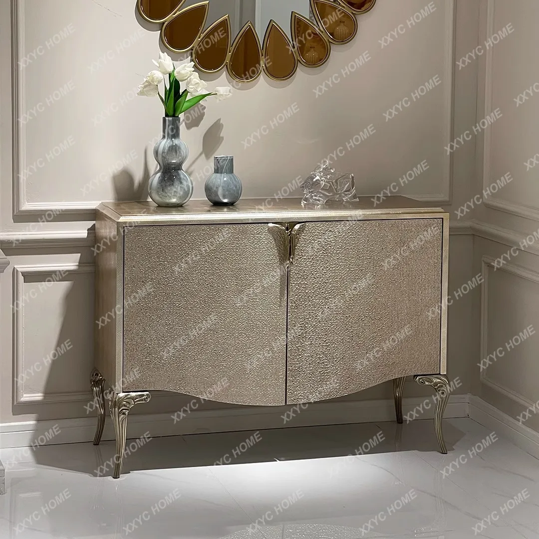 Light luxury solid wood entryway cabinet, entryway front door storage shoe cabinet, modern living room high-end storage