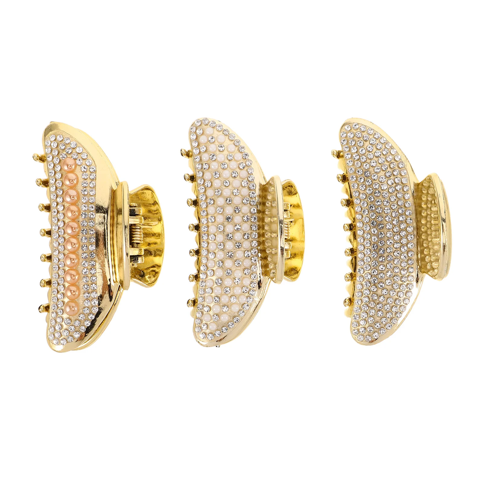 

3 шт. декоративные заколки для волос, большие заколки со стразами и жемчугом, Jumbo, нескользящий зажим для длинных густых волос, элегантные аксессуары с кристаллами