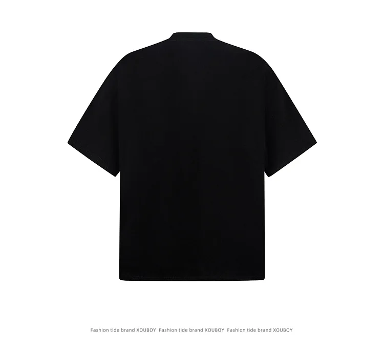 Men's Fashion Summer T Shirt With 3D Decoration High Street Loose Fit Y2K Hip Hop Tees Short Sleeve Tops Personality Tshirt