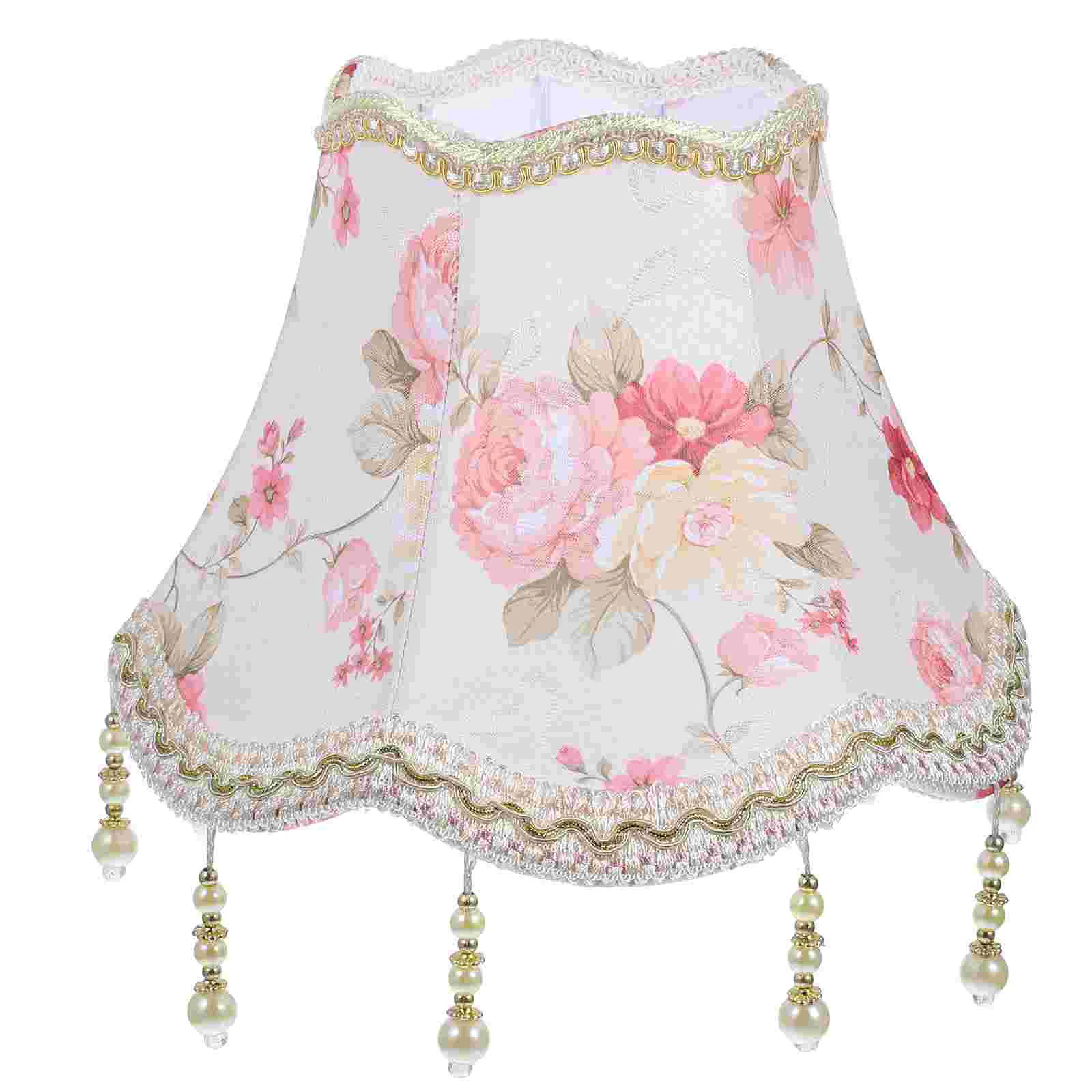 

European Style Table Lamp Shade Cloth Lamp Shade Retro Fringe Beads Lamp Cover Decor Table Lamp Cover European Lampshade E27