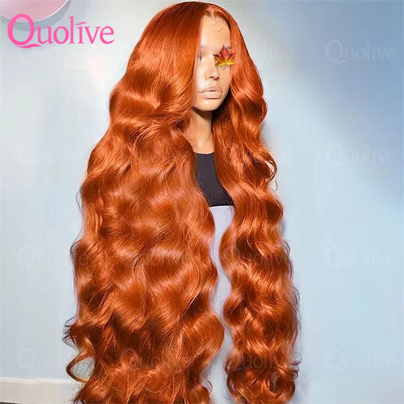 

Парик из натуральных волос Ginger Orange Body Wave, 30 дюймов, с прозрачной кружевной передней частью 13x6, для женщин # 350 цветных накладных ресниц с предварительно выщипанной естественной линией роста волос