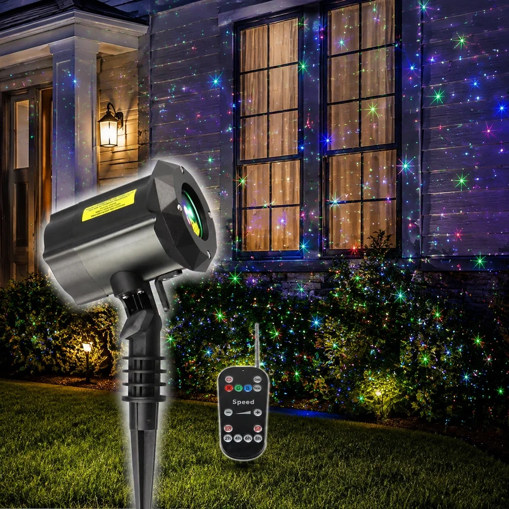 Garden Lights Outdoor Laser Christmas Light Moving Star Projector (Blue Red Green)