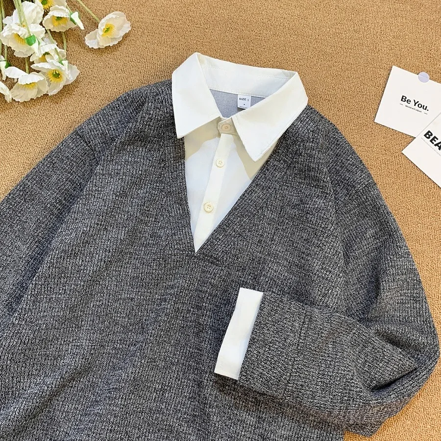 

Осень-зима, мужская футболка большого размера V-Ne Long Sve, повседневный лоскутный топ, классический удобный топ из полиэфирного волокна