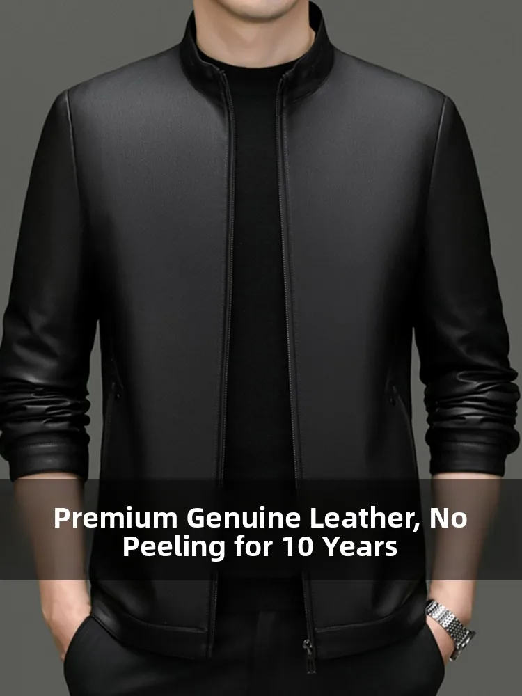 

Ning Genuine Leather Jacket Men's Top Layer Cowhide Mid-aged Dad Style Leather Jacket Spring Autumn High-end Thin Outer...