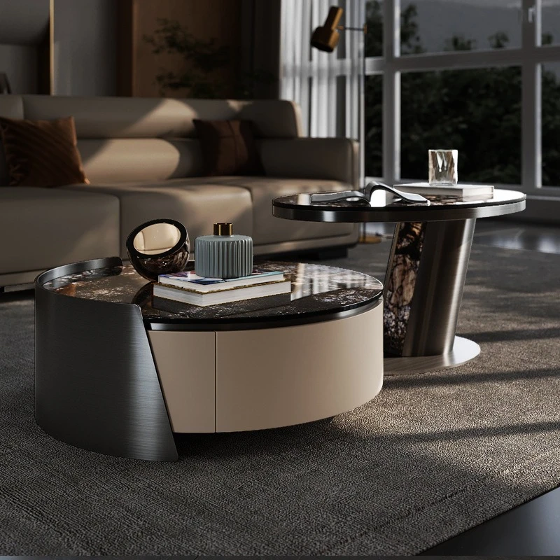 

Modern light luxury high-end rock panel TV cabinet coffee table combination living room furniture