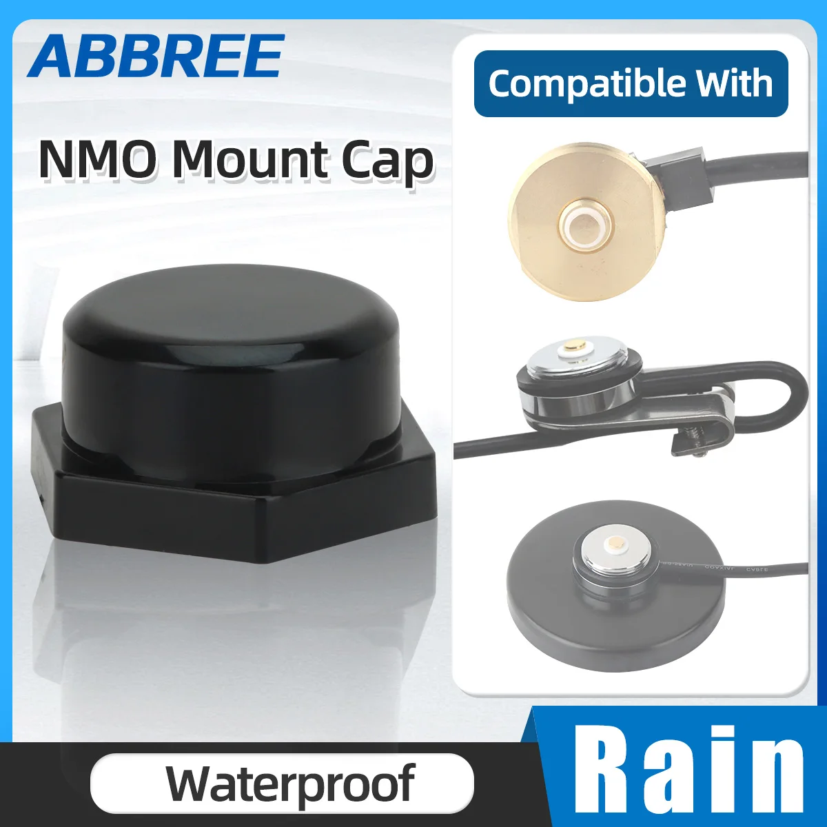 ABBREE NMO Tampa de montagem Interface de antena protetora à prova d'água fácil de instalar com vedação de anel O à prova de poeira clima chuva capa preta