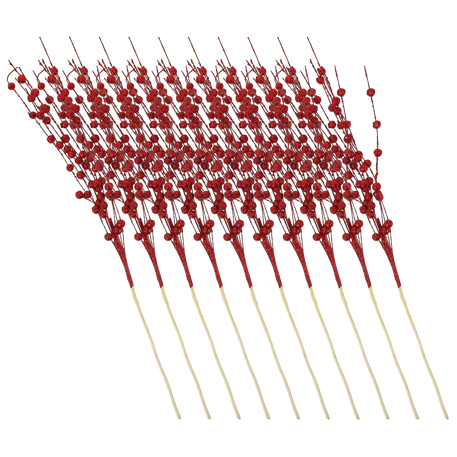 

10Pcs Simulation Berries Stems Christmas Tree Decor Picks Glittering Faux Berry Branches for Home Mall Holiday Events Atmosphere