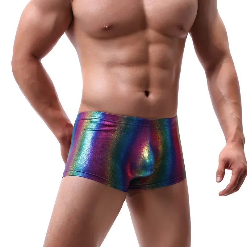 Rainbow Mens Shorts Casual U Convex Bag Breathable Low Rise Panties Male Underwear