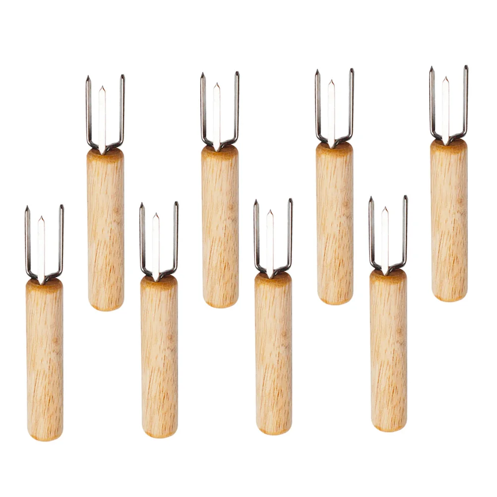 

8pcs Stainless Steel Corn Holders BBQ Forks for Grilling Meat Cooking Reusable Skewers Fruit Handles Barbecue Tools Kitchen