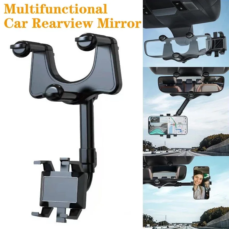 Universal Clip Rotatable and Retractable Car Phone Holder Rearview Mirror Driving Recorder Bracket DVR/GPS Mobile Phone Support