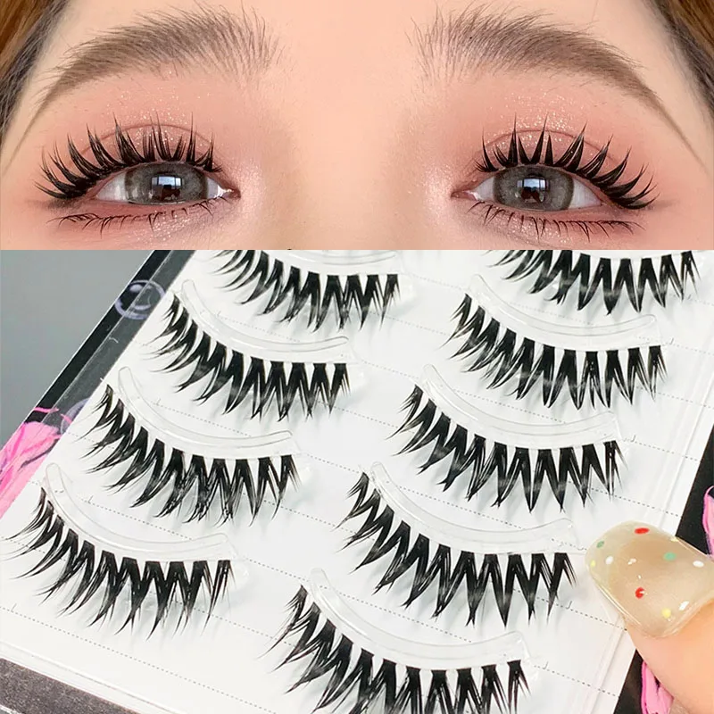 5 Paare dicke Manga 3d Nerz Wimpern unsichtbares Band falsche Wimpern voller Streifen wieder verwendbare natürliche handgemachte Make-up falsche Wimpern