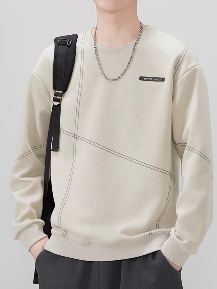 

Aymelon Men's Oversized round Ne Sweatirt Letter Print American Retro Sle Casual Streetwear Autumn Faionable Top