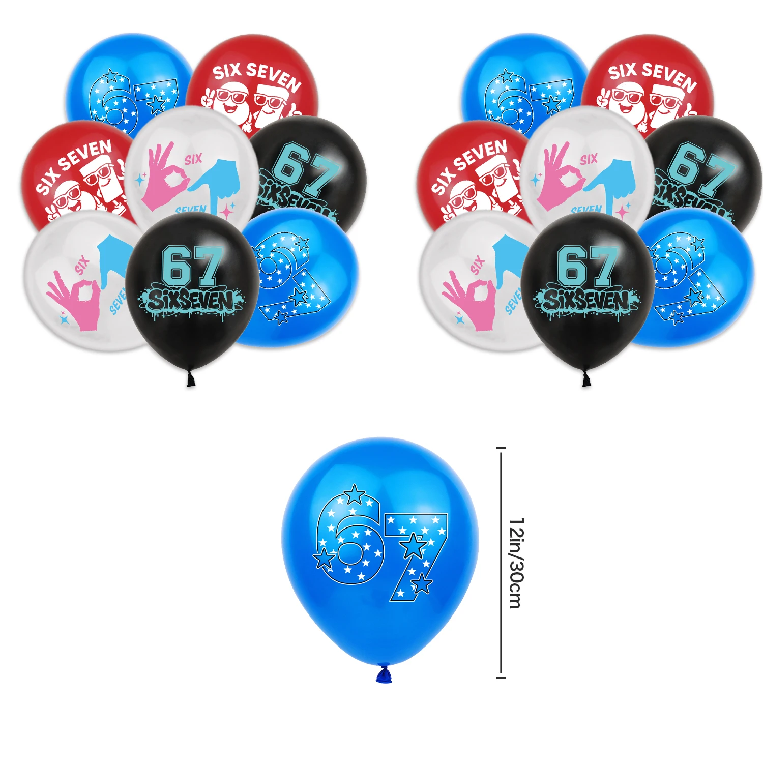 I WAS 6 NOW IM 7 Number 67 Themed Birthday Party Decoration Banner Balloon Cake Toppers＆ Make A Face DIY Stickers Creative Gift view 2