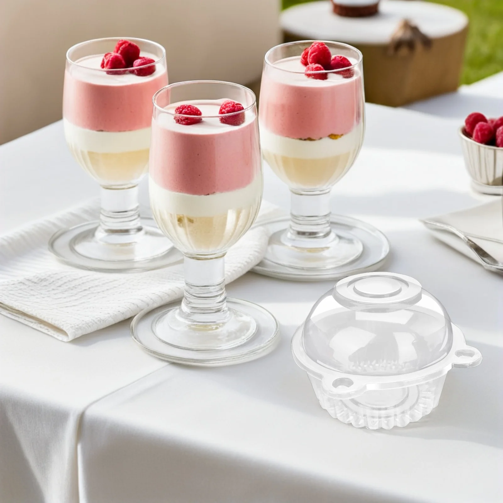 

50Pcs Cupcake Container Set Wear Resistant Clear Portable Bakery Cake Boxes for Wedding Birthday Party Dessert Holders