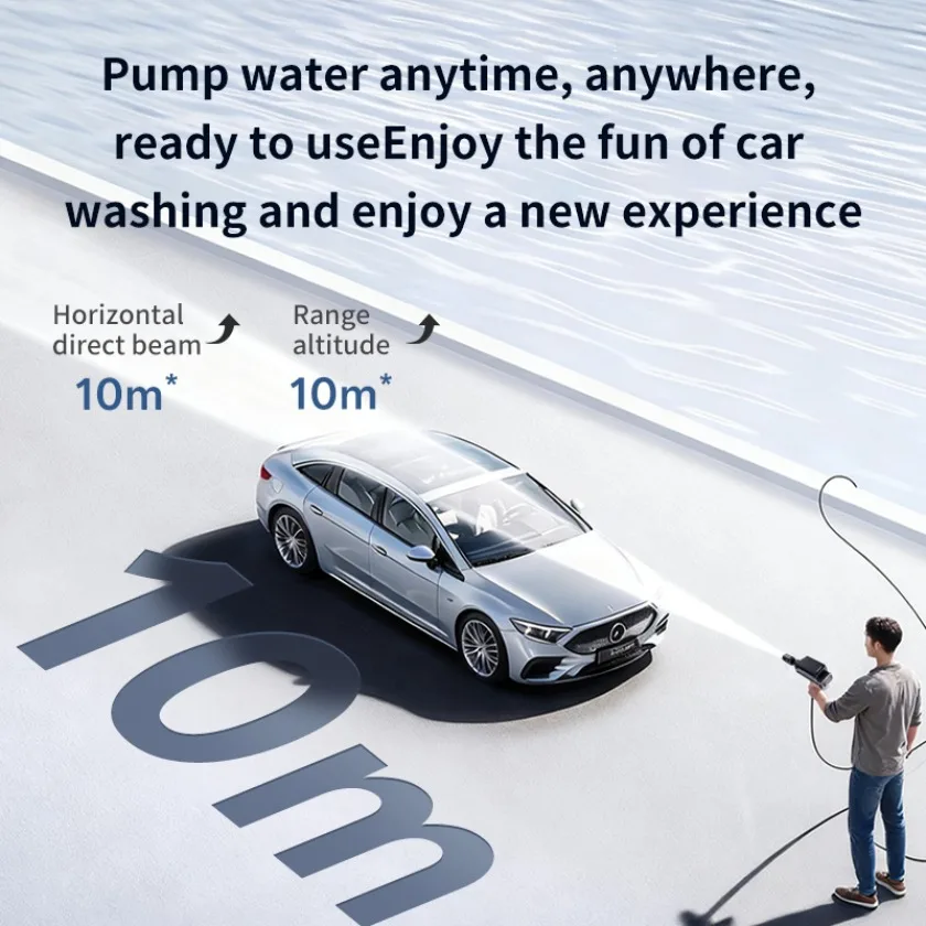 Foldable Electric High Pressure Wireless Car Washer Water Gun 1.71Mpa Self Priming Sustain 4000mAh For Auto Home Garden Cleaning view 6