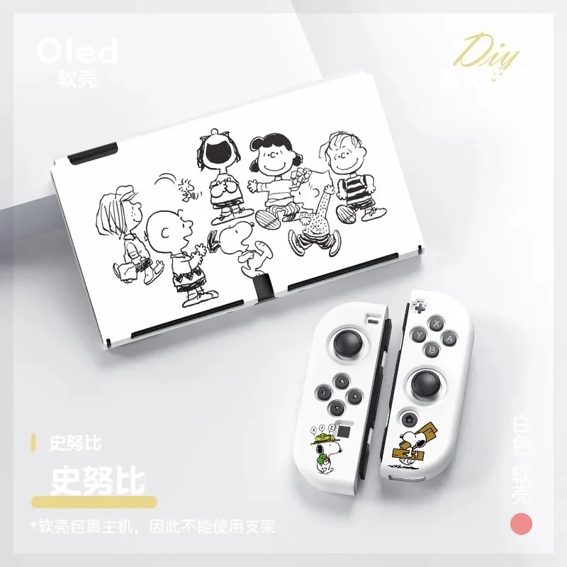 Funda protectora de piel de TPU suave Snoopy para Nintendo Switch NS OLED dibujos animados Anime Joy-Con controlador protección cubierta trasera de carcasa