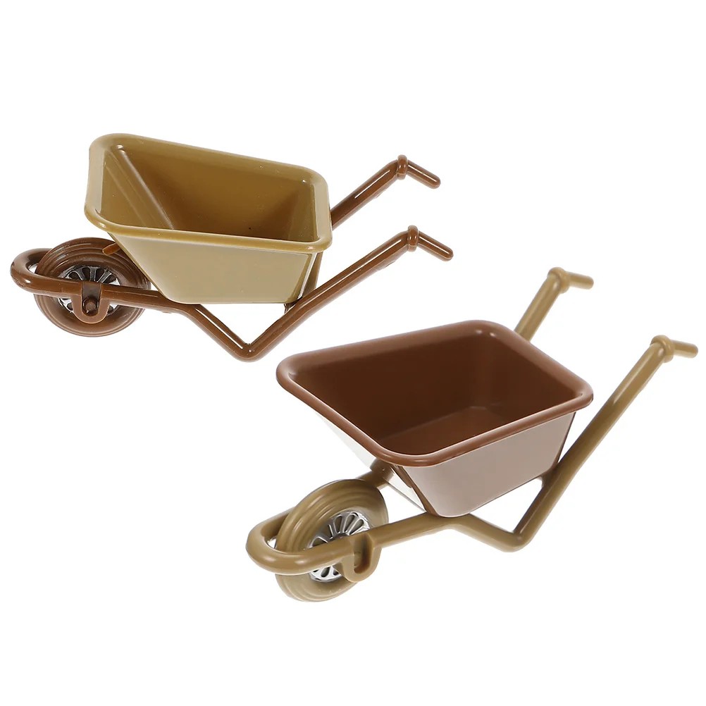 2 Pcs Toy Cart Model Unfinished Plastic Room Models Mini Shopping Miniature Garden