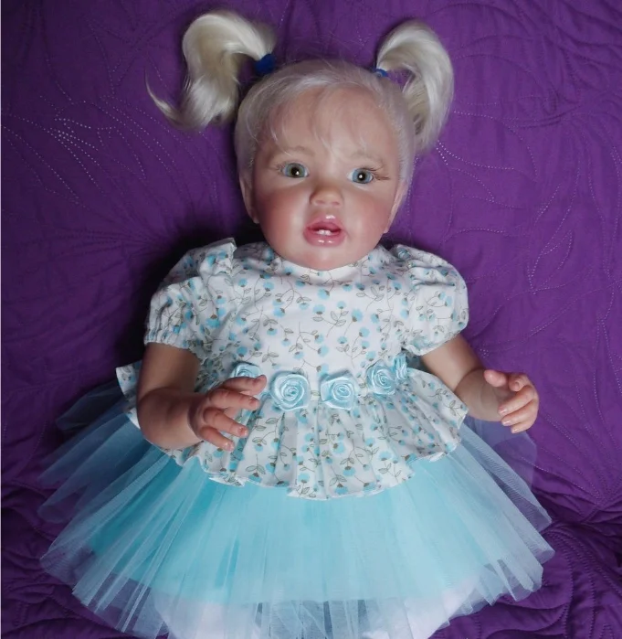 

EGO 24inch Reborn Doll Lottie Princess Girl lifelike Soft Touch White Hair Painted Finished