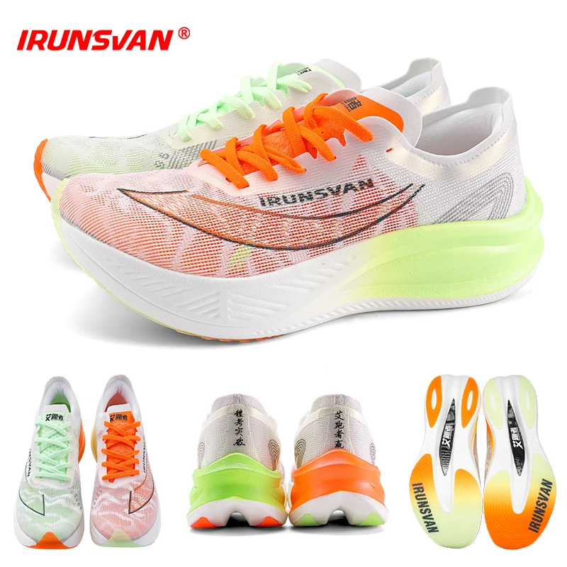 IRUNSVAN Men Running Shoes Breathable Sports Shoe Lightweight Marathon Carbon Plate Sneaker Casual Comfortable Athletic Training