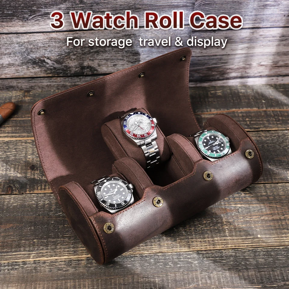 CONTACT'S FAMILY Vintage-Uhrengehäuse aus echtem Leder, Herrenuhren, Reise-Armbanduhr, Rollengehäuse-Halter, hochwertiges Geschenk für Männer – Detail 9