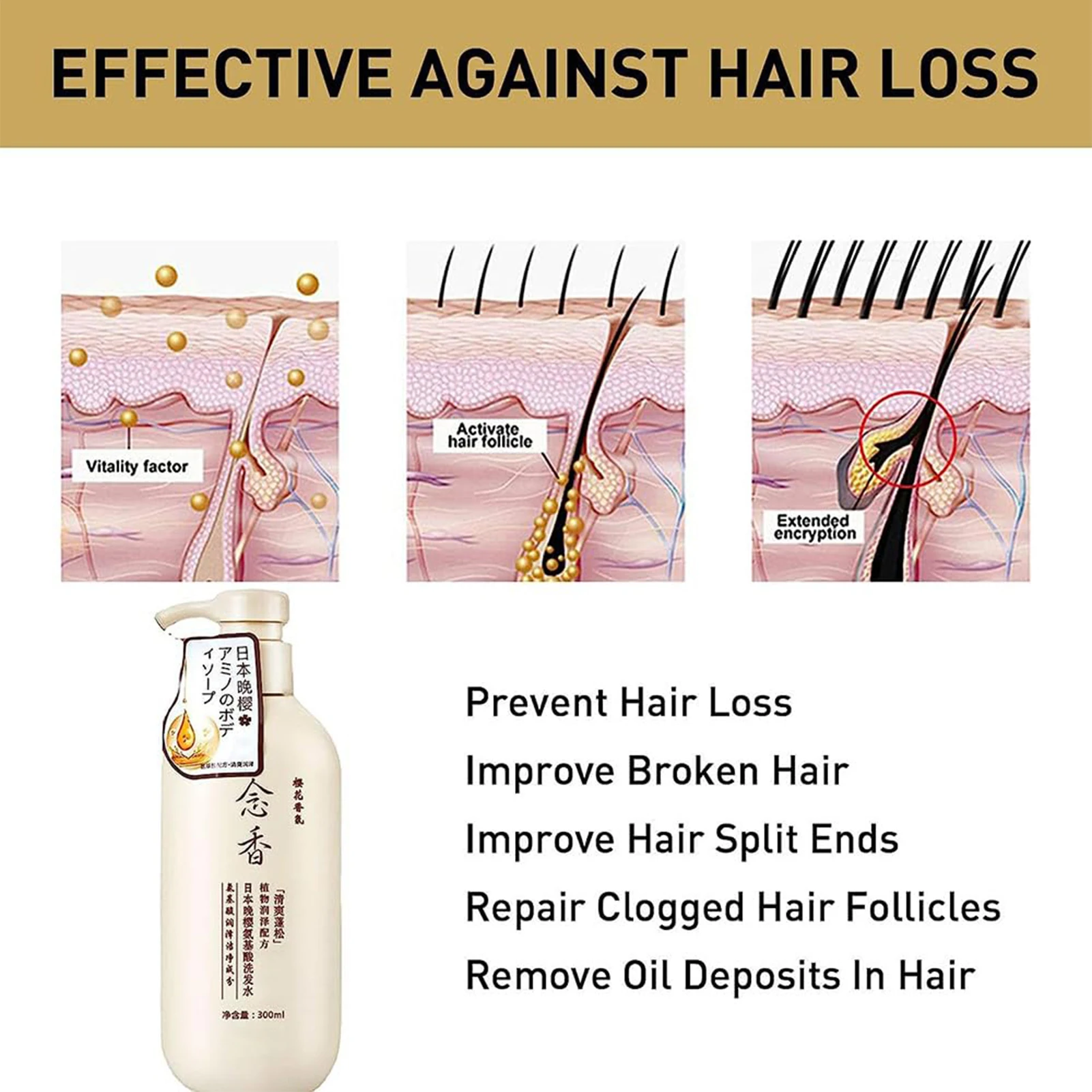 Sakura Shampoo giapponese Pulizia delicata Nutrire il cuoio capelluto Shampoo per capelli aminoacidi Pulizia profonda Controllo del petrolio Idratante Cura dei capelli