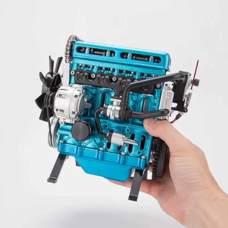 Full metal mini engine model, assembled DIY simulation inline-four engine