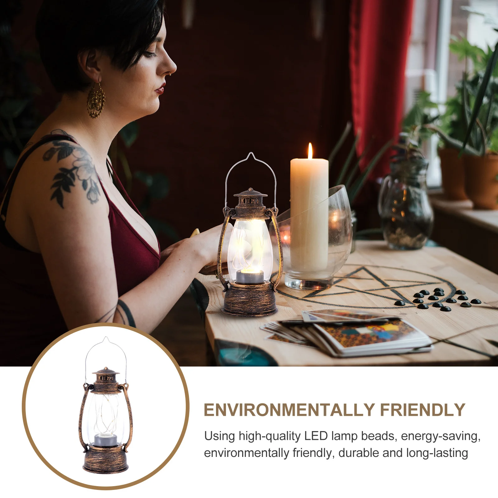 خمر الرجعية شنقا مصباح الزخرفية النفط ضوء صنعة بديعة رومانسية أجواء احتفالية المنزل هدية مصباح زيتي #4