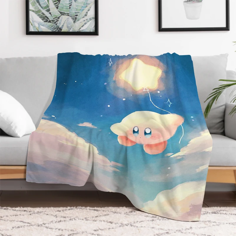 K-Kirbys Cute Cartoon Blanket Sofa Blankets & Throws Furry Warm Winter Throw Bed Double Fluffy Soft Decorative Anime Custom Home