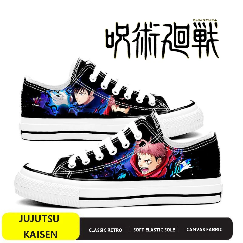 Anime Jujutsu Kaisen Casual Canvas Shoes Cartoon Gojo and Geto Sneakers Basketball Shoes Comfortable Flat Shoes Birthday Gift