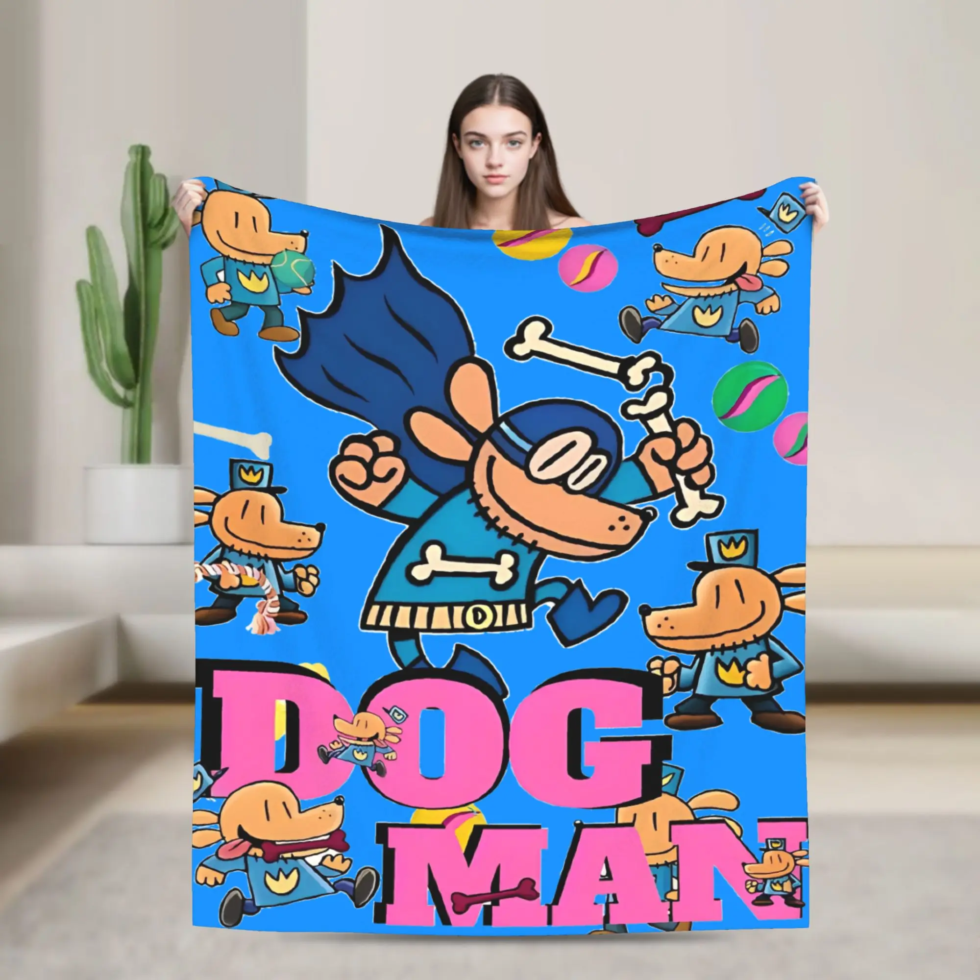 

Dog Man Dogman Movie Comic Blanket Cartoon Animals Flannel Awesome Warm Throw Blanket for Chair Covering Sofa Textile Decor