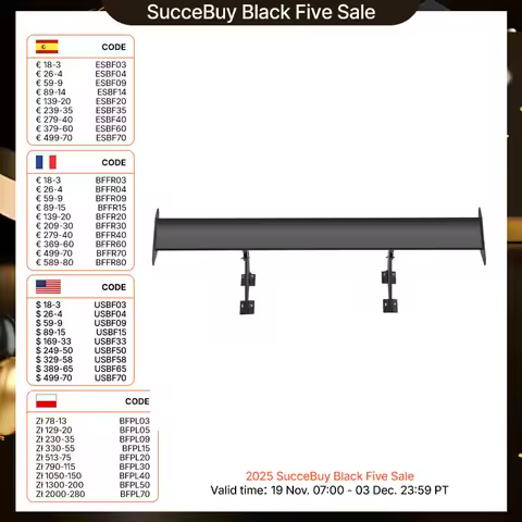 SucceBuy GT Wing Car Spoiler 43.3 inch Universal Spoiler with Single Deck Adjustable Lightweight Aluminum Car Rear Spoiler Wing