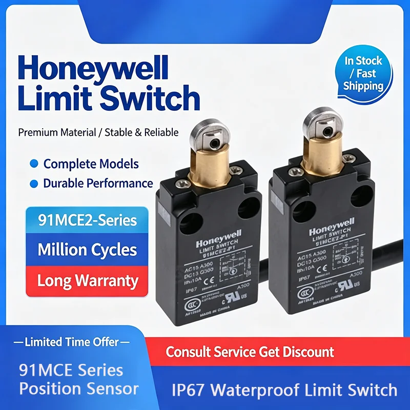 Imported   Compact Limit Switch SPDT NO/NC 10A 300VAC Models:91MCE1-P1A,91MCE2-P1,91MCE2-P3,91MCE3-P3 IP67 Sealed Travel Switch