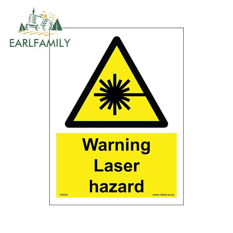 EARLFAMILY 13cm x 10cm for WARNING LASER HAZARD SIGN Motorcycle Car Bumper Window Car Stickers Fashion Occlusion Scratch Decals