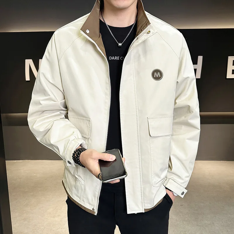 Mode décontracté hommes vêtements de travail veste de haute qualité respirant confortable col montant hommes vêtements tendance chaude Roupas Masculinas