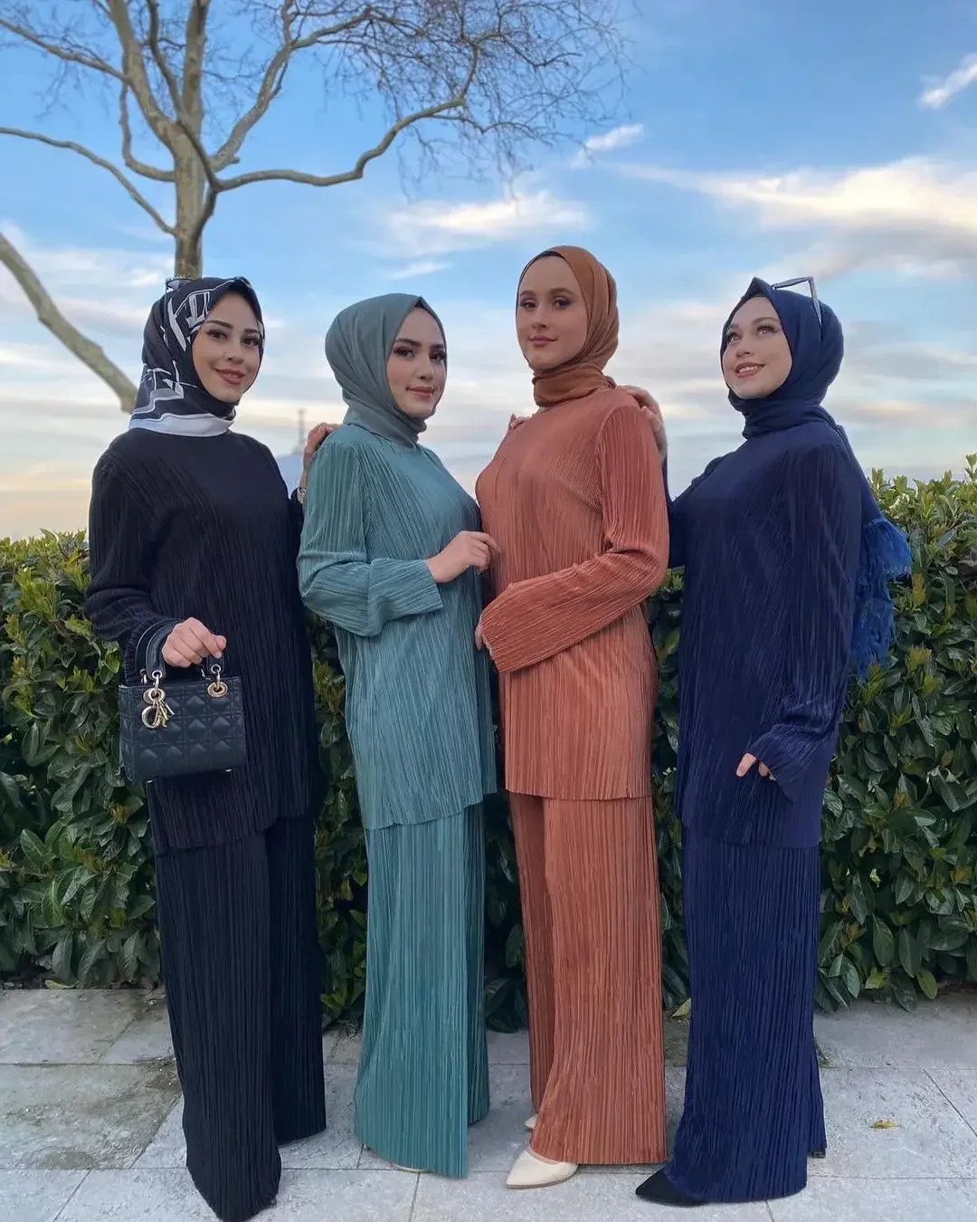 Women Ramadan Abaya Muslim Sets Turkey Dubai Hijab Two Piece Suits Prayer Dress Wide Leg Pants Jilbab Khimar Islam Clothing 2024